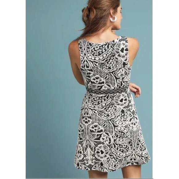 Ett:Twa Anthropologie Valery Floral Jacquard Knit A-Line Dress Size Small - Picture 2 of 10